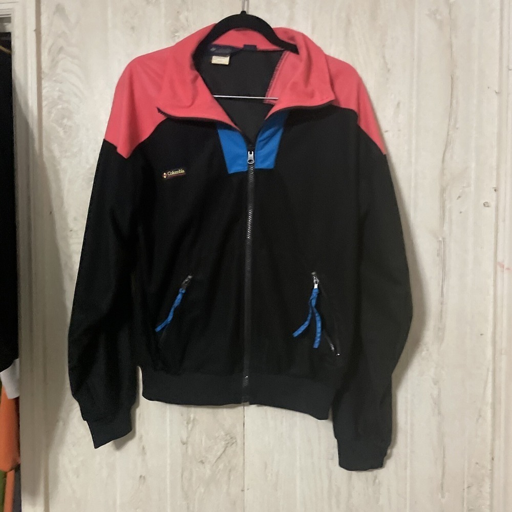 Vintage 90s Columbia Sportswear Radial Sleeve Neon Full Zip Track Jacket size L
